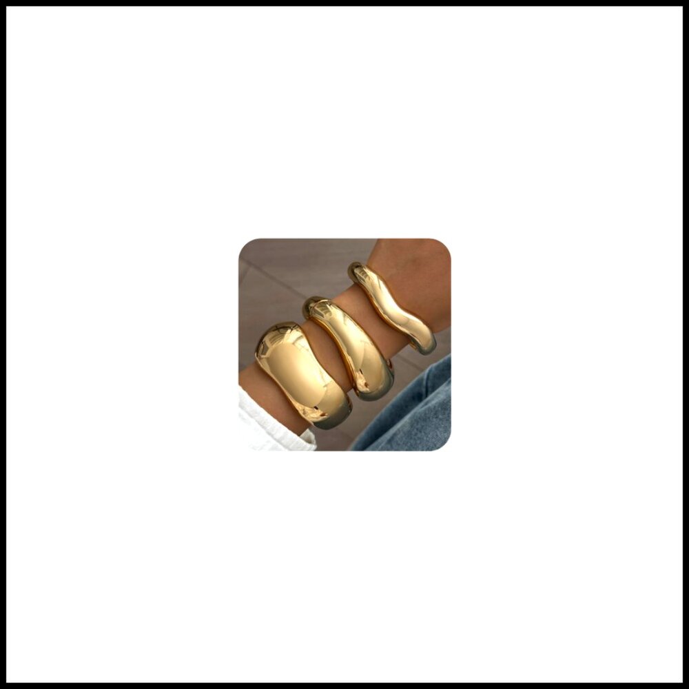 Chunky Statement Cuff Bracelets Stackable Minimal… - image 1